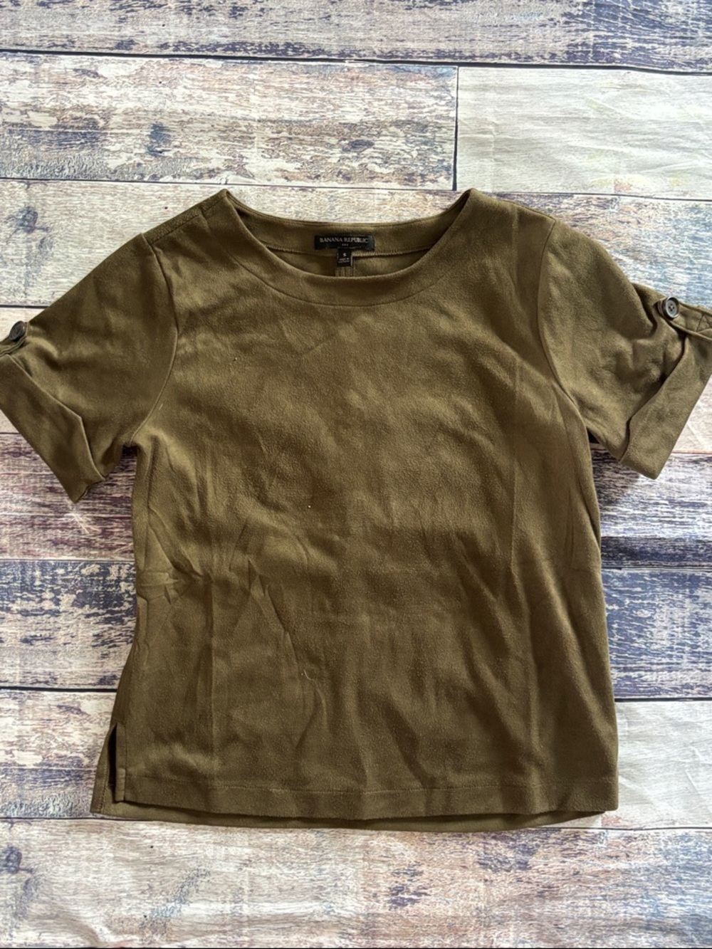 BANANA REPUBLIC Vegan Suede Olive Green top